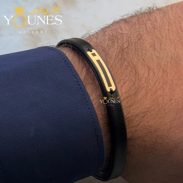 دستبند طلا چرم مردانه L148